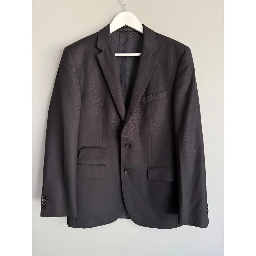 Hugo Boss The Sweet3 Blazer 36R Dark Gray 100% Virgin Wool Two-Button Jacket